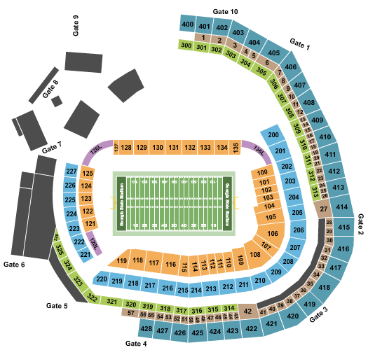 Seatmap for center parc credit union stadium