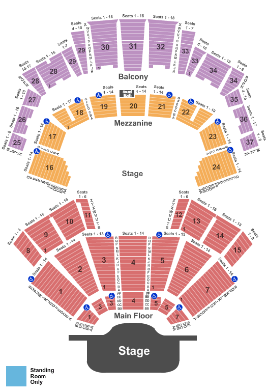 Seatmap for grand ole opry house