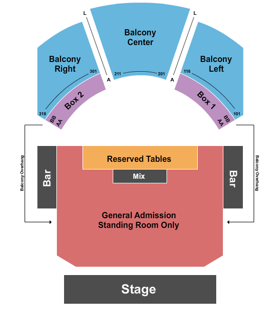 Seatmap for house of blues - dallas