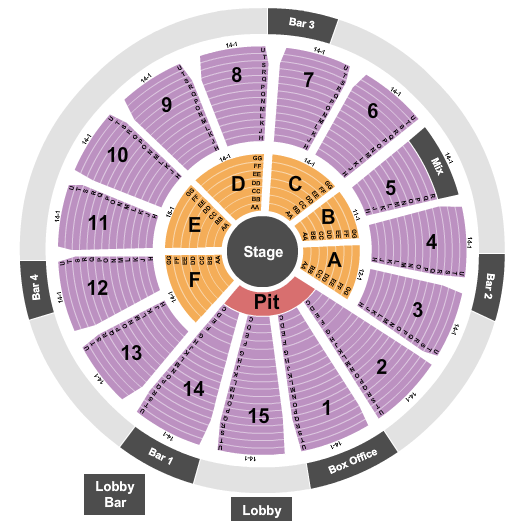 Seatmap for houston arena theatre