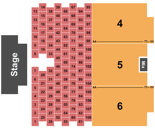 Seating Chart for The Lalas Burlesque Show, 