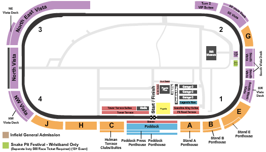 Seatmap for indianapolis motor speedway