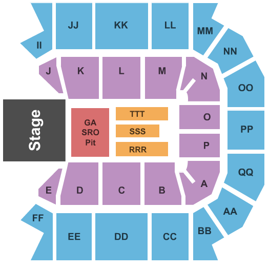 Seatmap for great southern bank arena