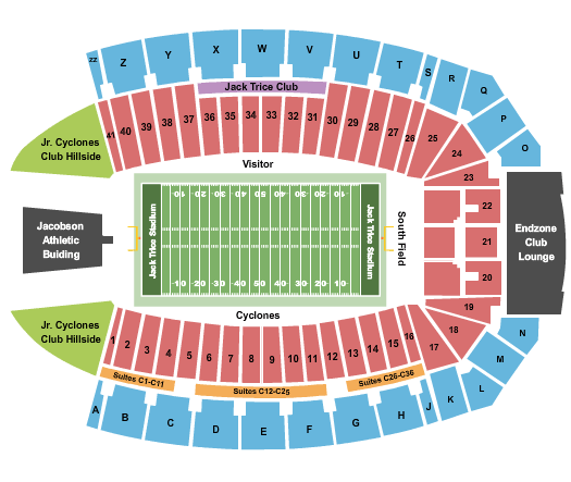 Seatmap for jack trice stadium