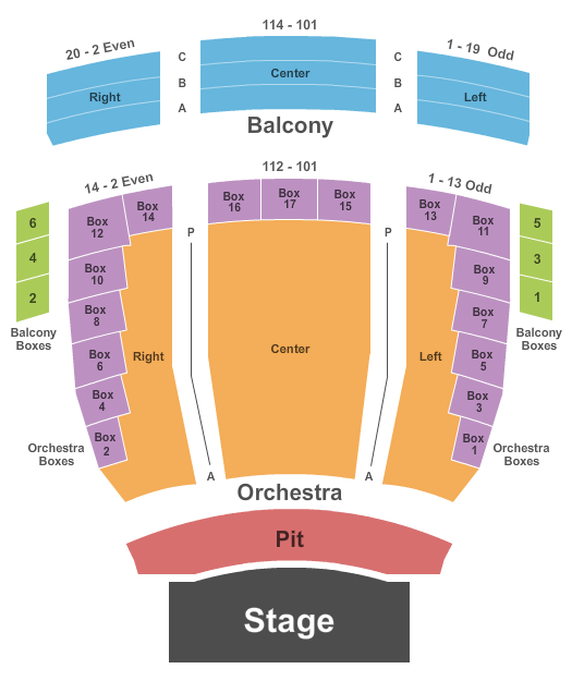 Seatmap for joan c. edwards performing arts center