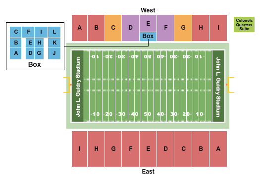 Seatmap for john l. guidry stadium