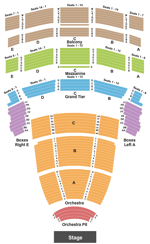 Seatmap for jones hall for the performing arts