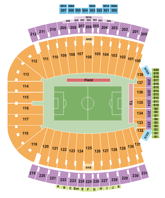 Seatmap for kenan memorial stadium