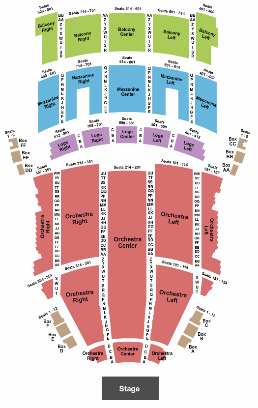 Seatmap for keybank state theatre