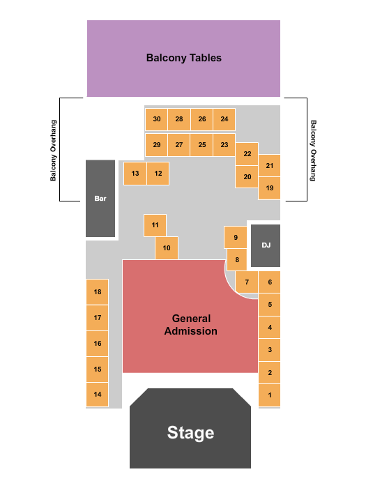 Seatmap for kings hall at apex art and culture center