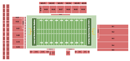 Seatmap for northwestern medicine field at martin stadium