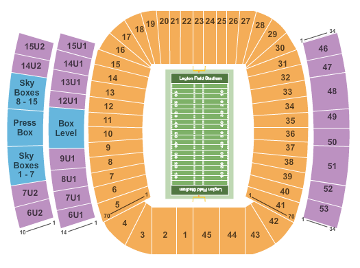 Seatmap for legion field stadium