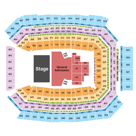 Zach Bryan Lucas Oil Stadium seating chart