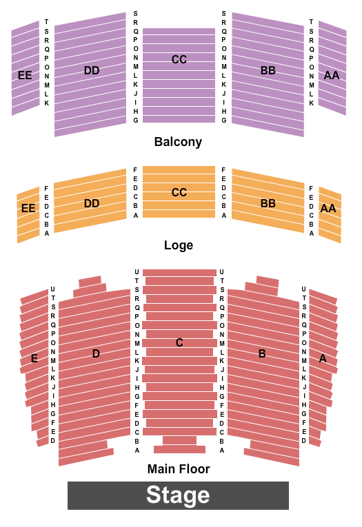 Seatmap for mansfield center for the performing arts
