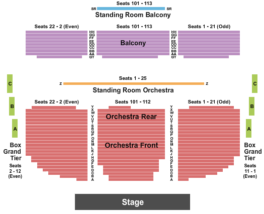 Seatmap for matthews theatre - mccarter theatre center