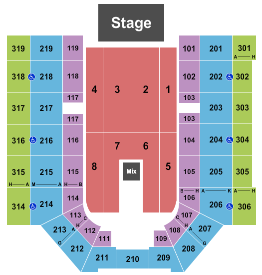 Seatmap for mayo clinic health system event center