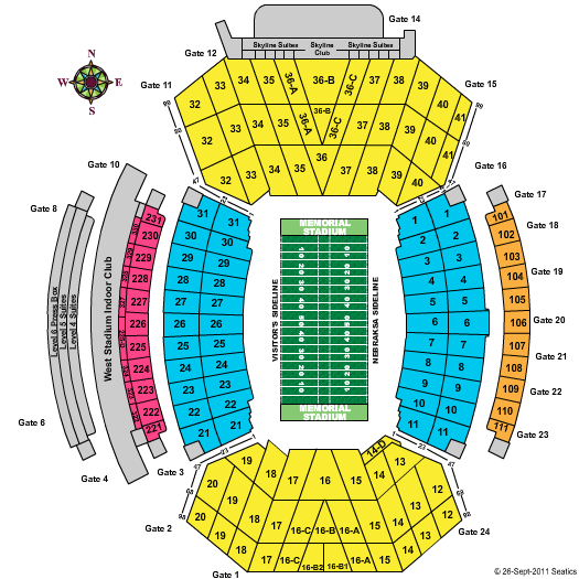 2013 Nebraska Cornhuskers Season Tickets (Includes Tickets To All Regular Season Home Games) Tickets 2013-08-30 Lincoln, NE, Memorial Stadium - NE