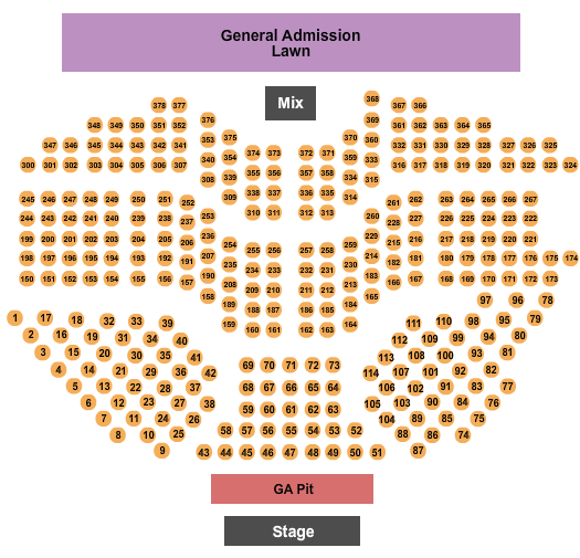 Seatmap for radians amphitheater at memphis botanic garden
