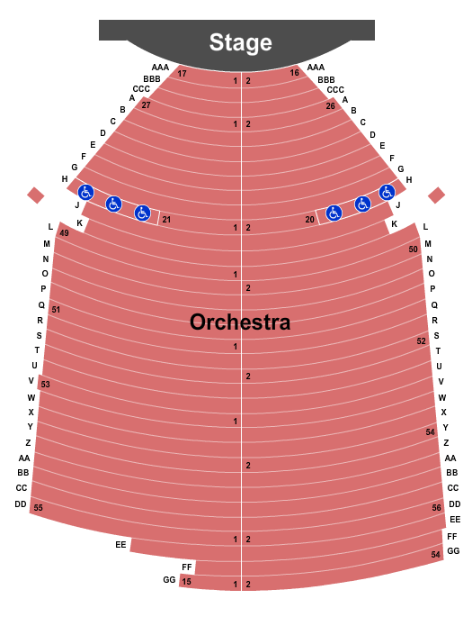Seatmap for auditorium theatre at midland center for the arts