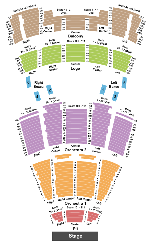 Seatmap for moran theater at jacksonville center for the performing arts