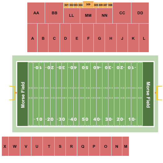 Seatmap for morse field at harold alfond sports stadium