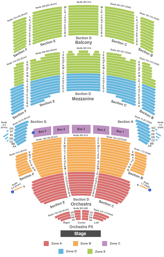 Seatmap for mortensen hall at bushnell theatre