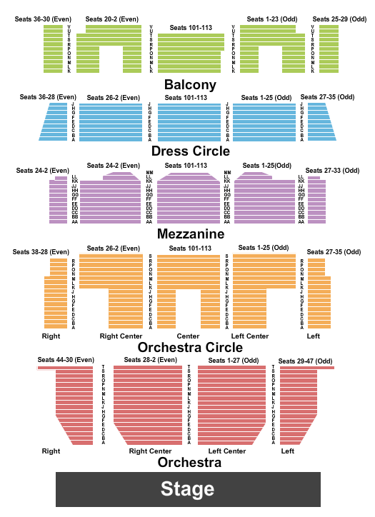 Seatmap for newark symphony hall
