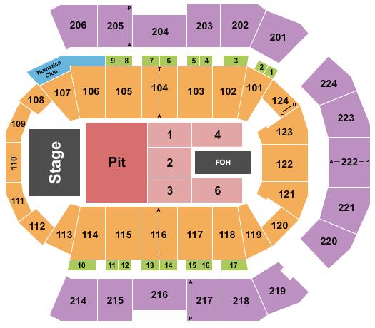The Red Clay Strays Numerica Veterans Arena seating chart