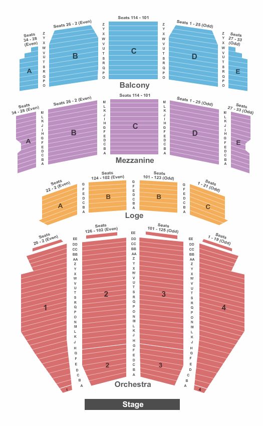 Seatmap for ohio theatre - columbus