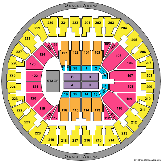 Oracle Arena Seating Chart Concert