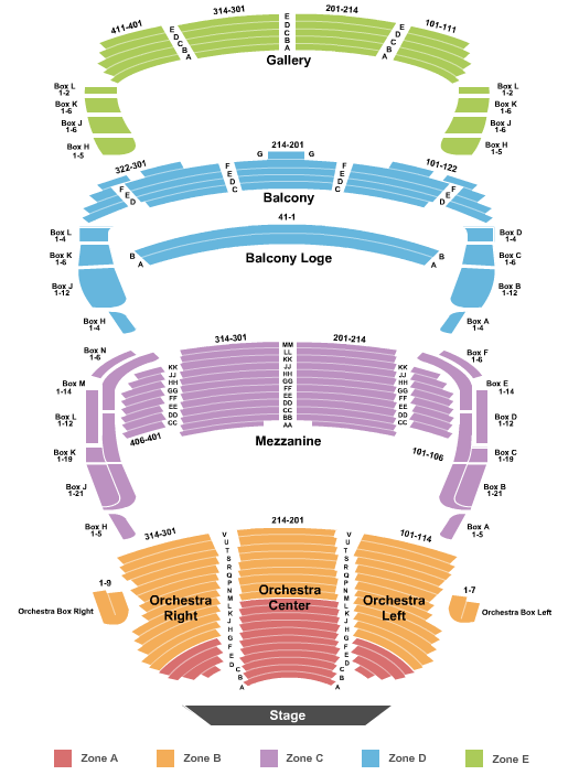 Seatmap for ordway center for performing arts