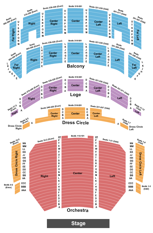 Seatmap for nederlander theatre at ford center for the performing arts