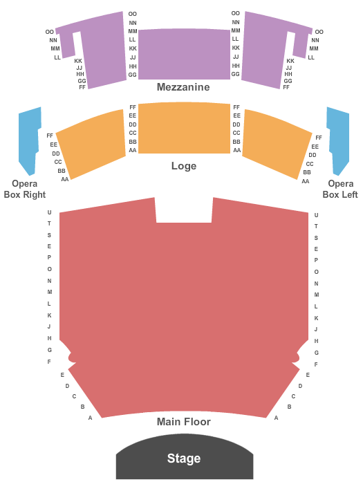Seatmap for pantages theatre - tacoma