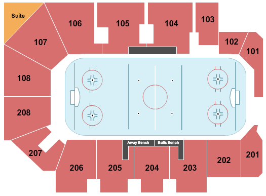 Seatmap for ice arena at pelham civic complex