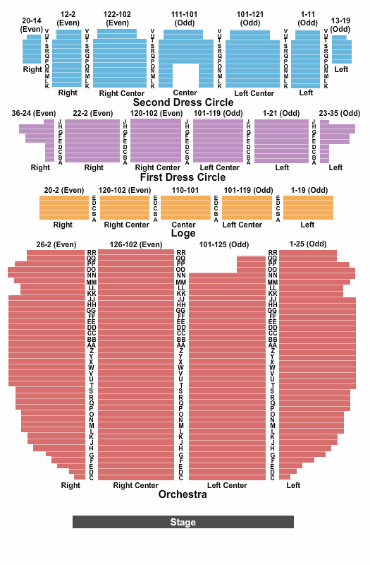 Seatmap for providence performing arts center