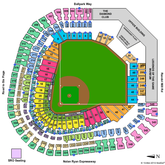 Texas Rangers vs. Los Angeles Angels of Anaheim Tickets 2012-05-11 Arlington, TX, Rangers Ballpark In Arlington