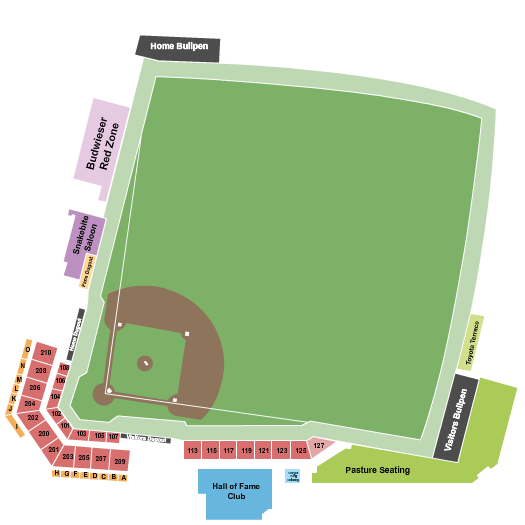 Seatmap for valley strong ballpark