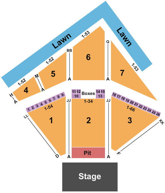 Seatmap for red hat amphitheater