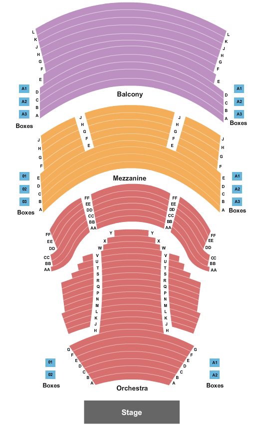 Seatmap for bill heard theatre at rivercenter for the performing arts
