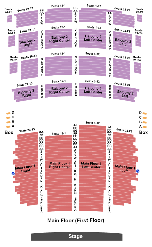 Seatmap for riverside theater - wi