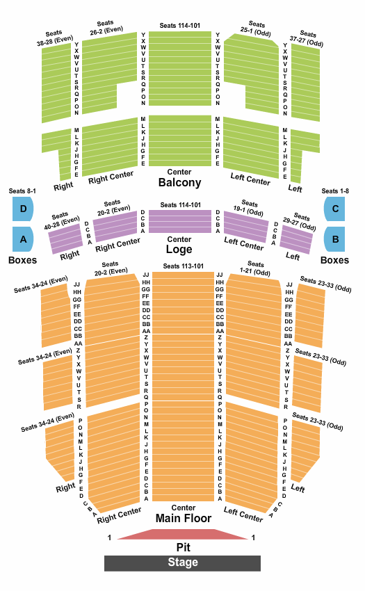 Seatmap for rochester auditorium theatre