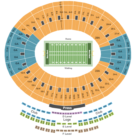 Rose Bowl Seating Chart Section 4 H