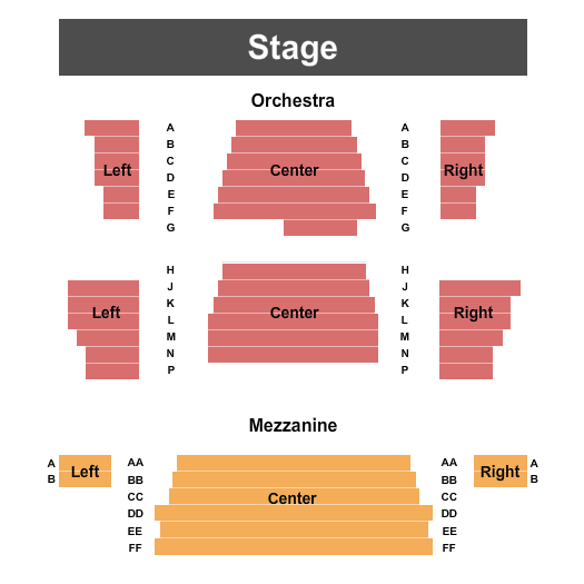 Seatmap for ross family theatre at kirkwood performing arts center