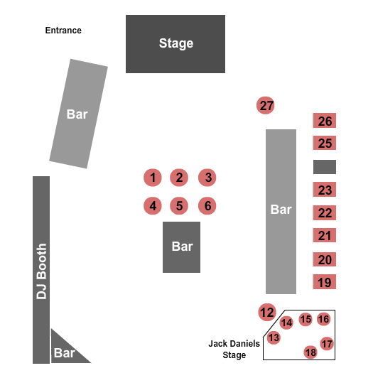 Seatmap for rowdy's dance hall - spring