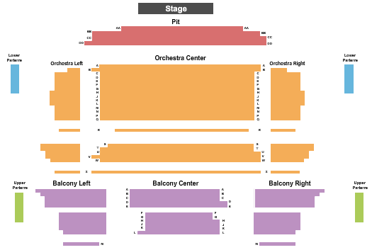 Seatmap for ruby diamond auditorium