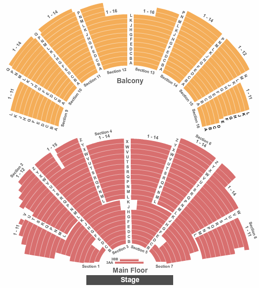 Seatmap for ryman auditorium