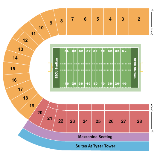 Seatmap for secu stadium