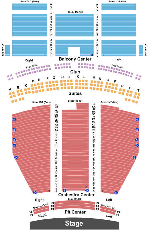 Seatmap for saenger theatre - new orleans