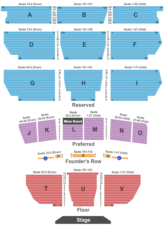 Seatmap for santa barbara bowl