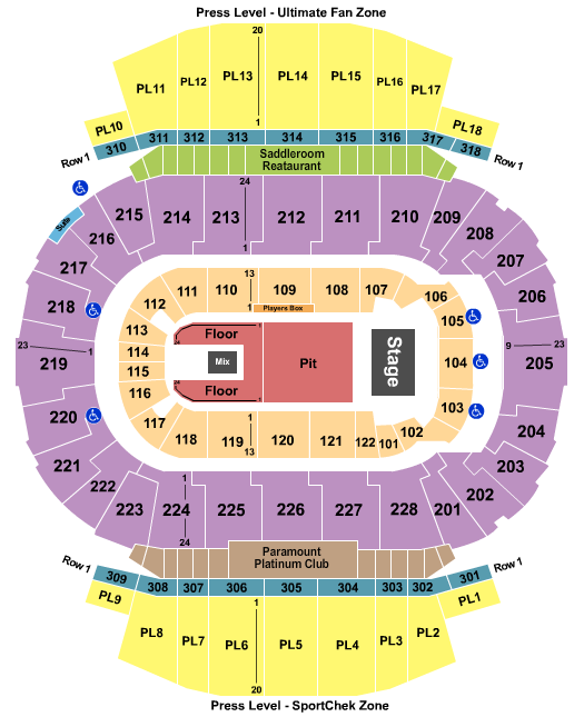 Yellowcard Scotiabank Saddledome seating chart